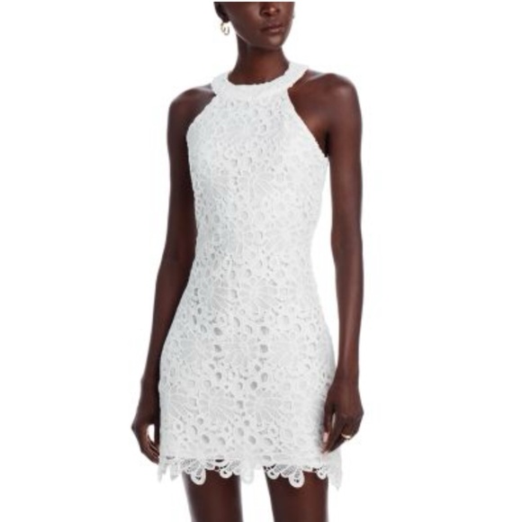 Aqua Halter Neck Lace Midi dress in white - Picture 1 of 6